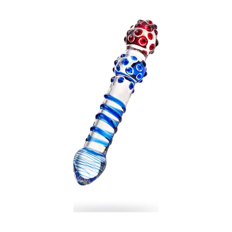 Sexus Glass Dildo in Blue and Red 20.5cm Elegant Secondary image