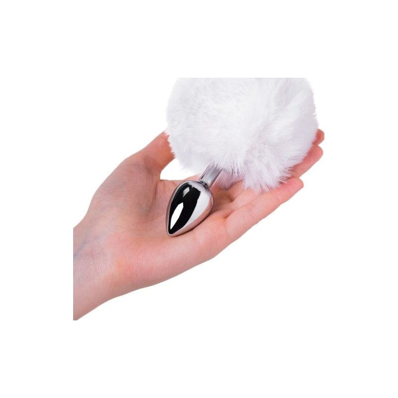 Silver Metal Anal Plug 2.75 Inch Small with White Tail > Anal Range > Tail Butt Plugs