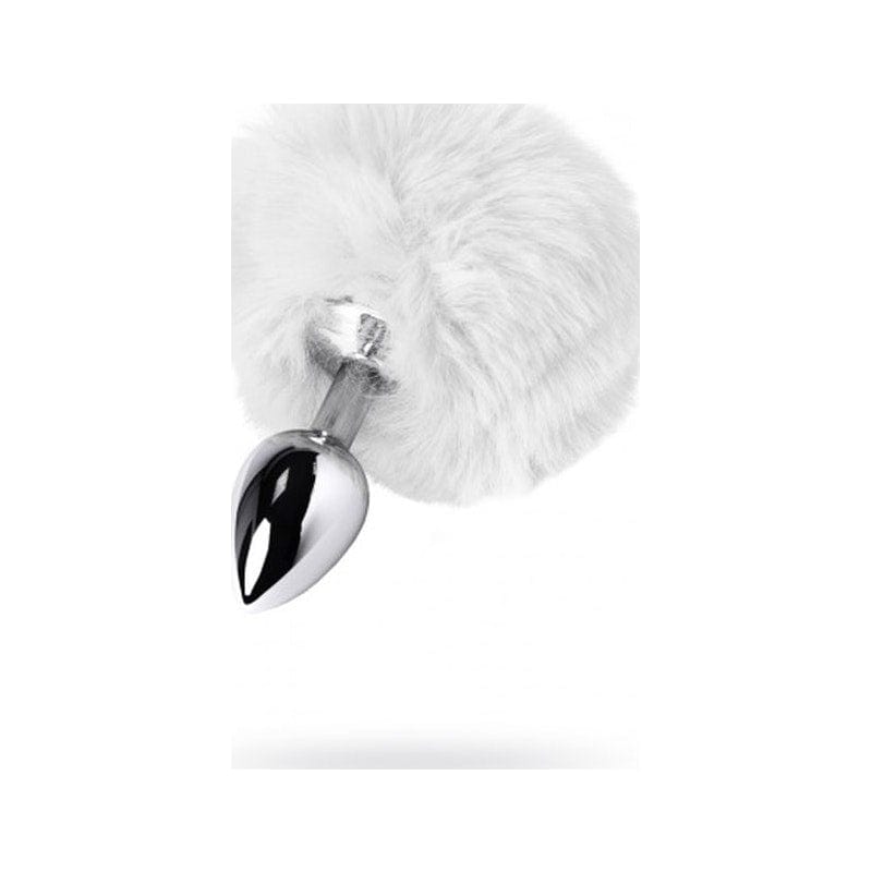 Silver Metal Anal Plug 2.75 Inch Small with White Tail > Anal Range > Tail Butt Plugs
