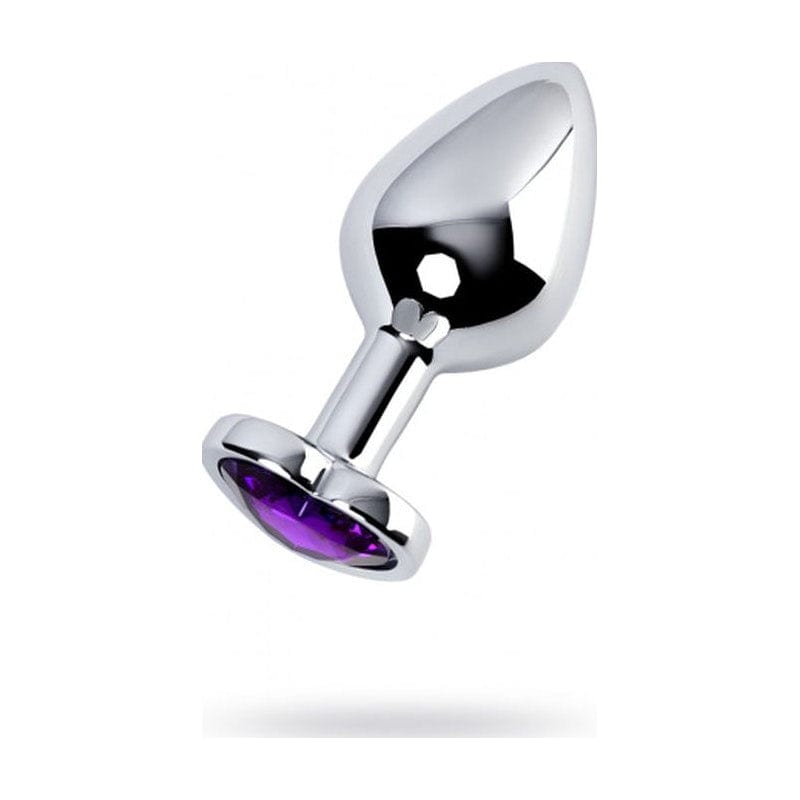 Silver Metal Anal Plug with Amethyst Heart Crystal Medium > Anal Range > Jewel Butt Plugs