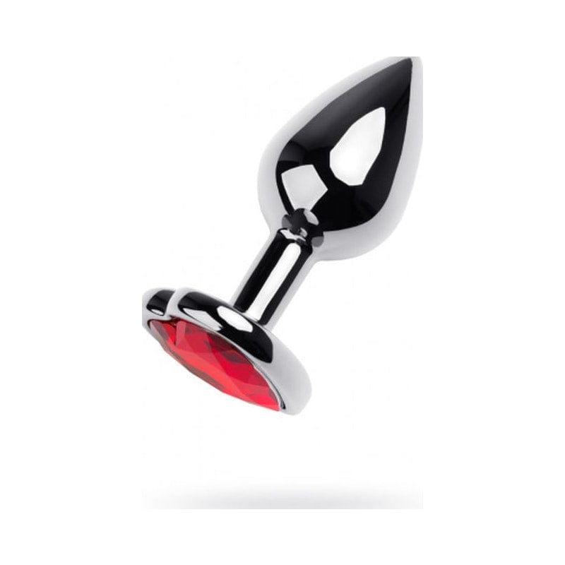 Silver Metal Anal Plug with Red Ruby Heart Gem Small > Anal Range > Jewel Butt Plugs Main image