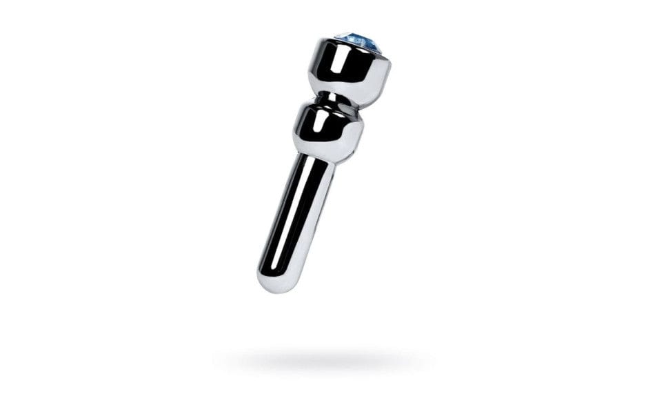 Silver Metal Urethral Plug with Sapphire Rhinestone Small Secondary image