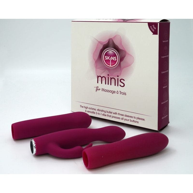 Skins Minis Massage A Trois Pleasure Set – 3 Interchangeable Covers Bullet Vibrator > Vibrators > Mini Vibrators Main image