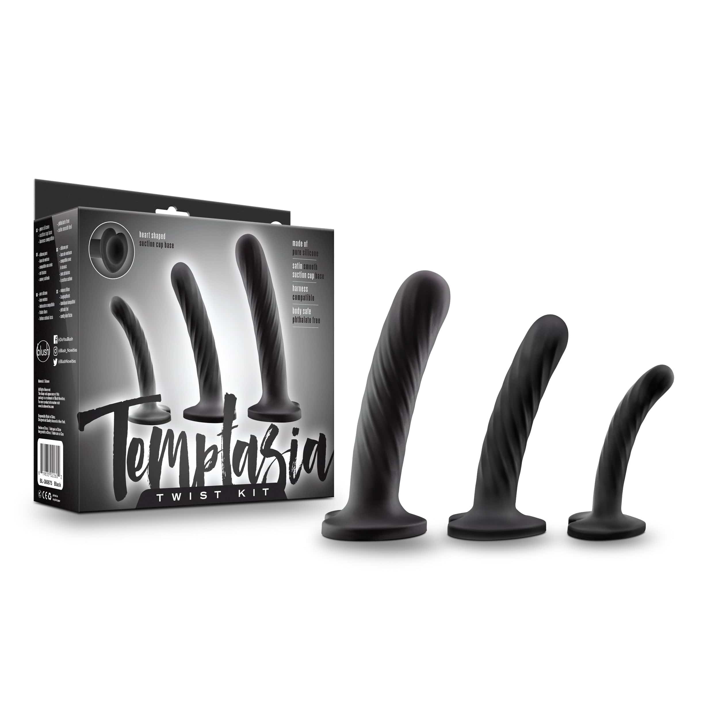 Temptasia Twist Kit Set of Three Unique Swirling Dildos for Enhanced Playtime Dilators