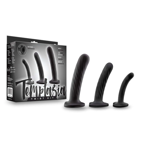 Temptasia Twist Kit Set of Three Unique Swirling Dildos for Enhanced Playtime Dilators