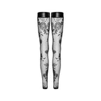 Tulle Stockings w Patterned Flock Embroidery & Power Wetlook Band > Clothes > Hosiery > Stockings