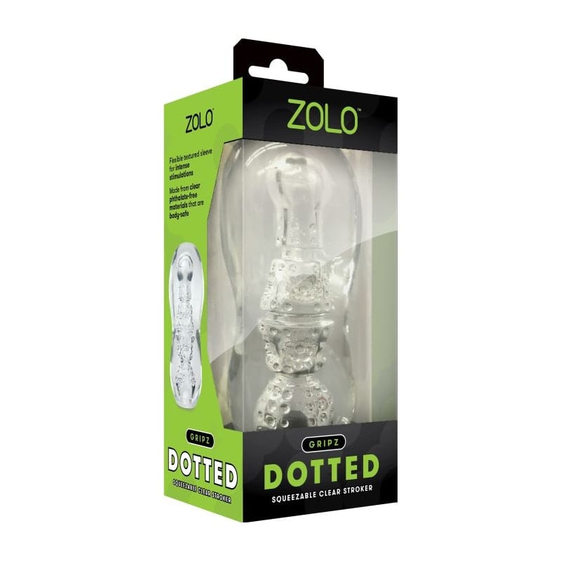 Zolo Gripz Dotted Clear – Squeezable Stroker > Sex Toys For Men > Masturbators > Manual