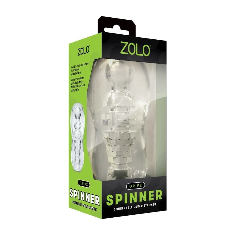 Zolo Gripz Spinner - Squeezable Clear Stroker Strokers - Manual