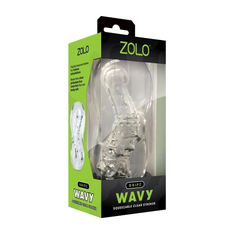 Zolo Gripz Wavy Clear – Squeezable Stroker > Sex Toys For Men > Masturbators > Manual