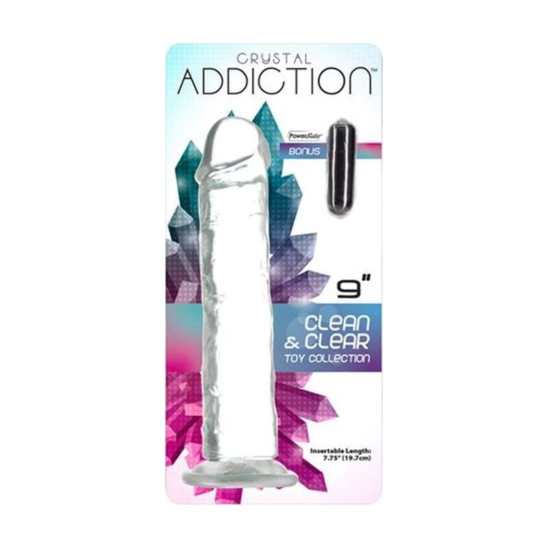 Addiction Adult Toys Clear Crystal Dildo Straight 9in Clear 677613853202