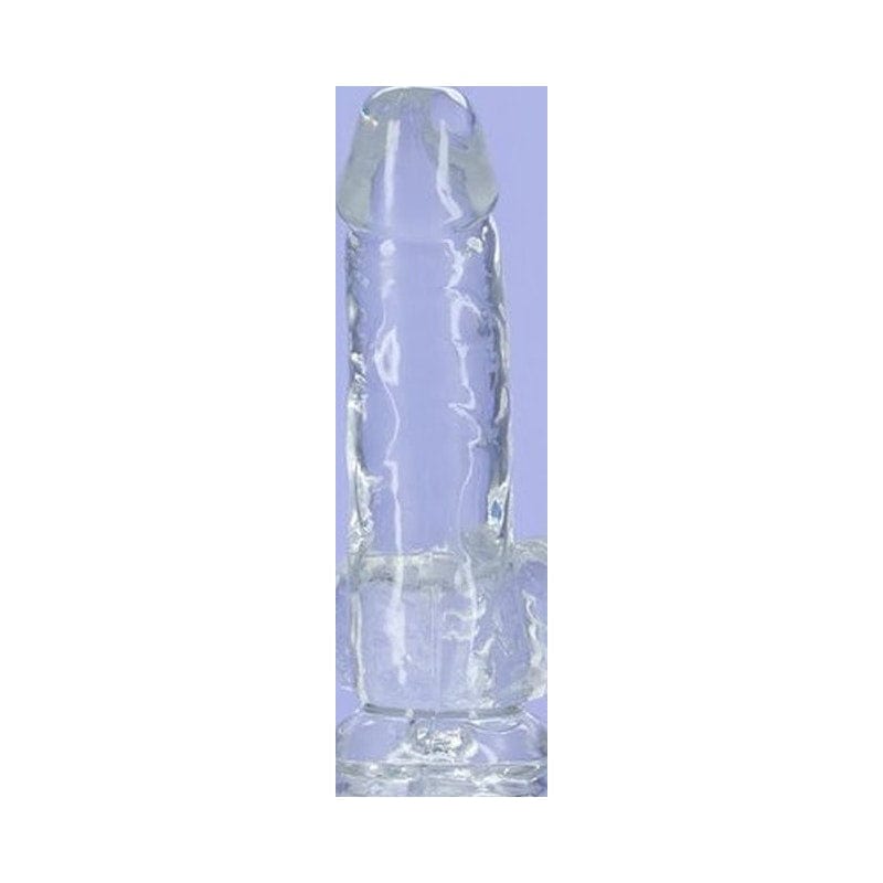 Addiction Adult Toys Clear Crystal Dildo w Balls 6in Clear 677613861207