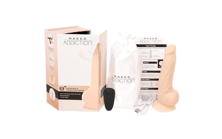 Rotating 8 Inch Vibrating Dildo with Remote in Vanilla > Dildos > Strap On Dildos