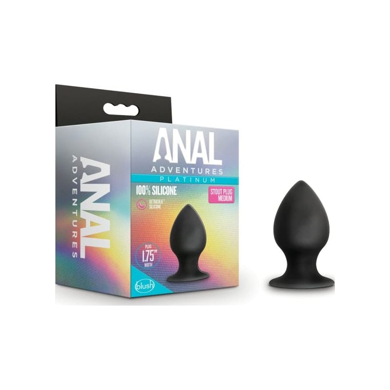 Anal Adventures Adult Toys Black Anal Adventures Platinum Silicone Anal Stout Plug Medium 819835025160