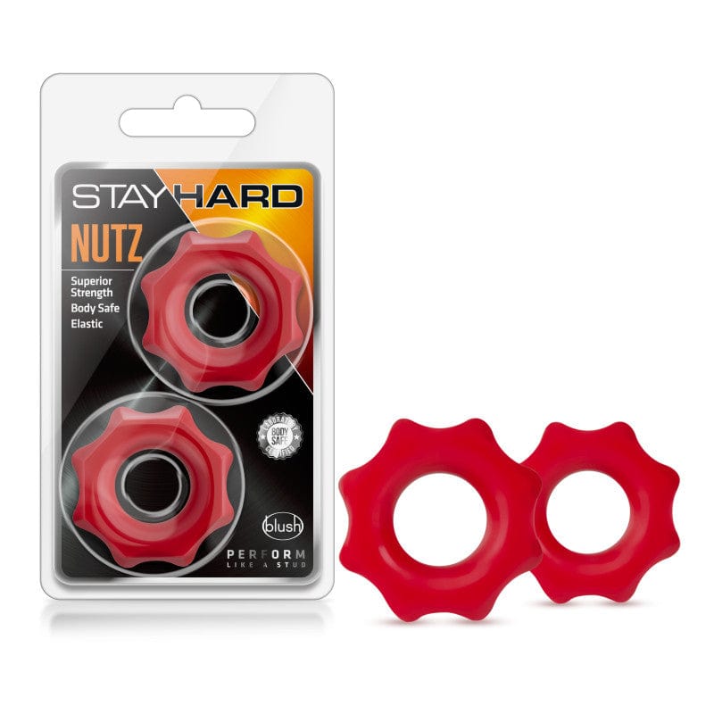 Blush Novelties COCK RINGS Red Stay Hard Nutz -  Cock Rings - Set of 2 850002870268