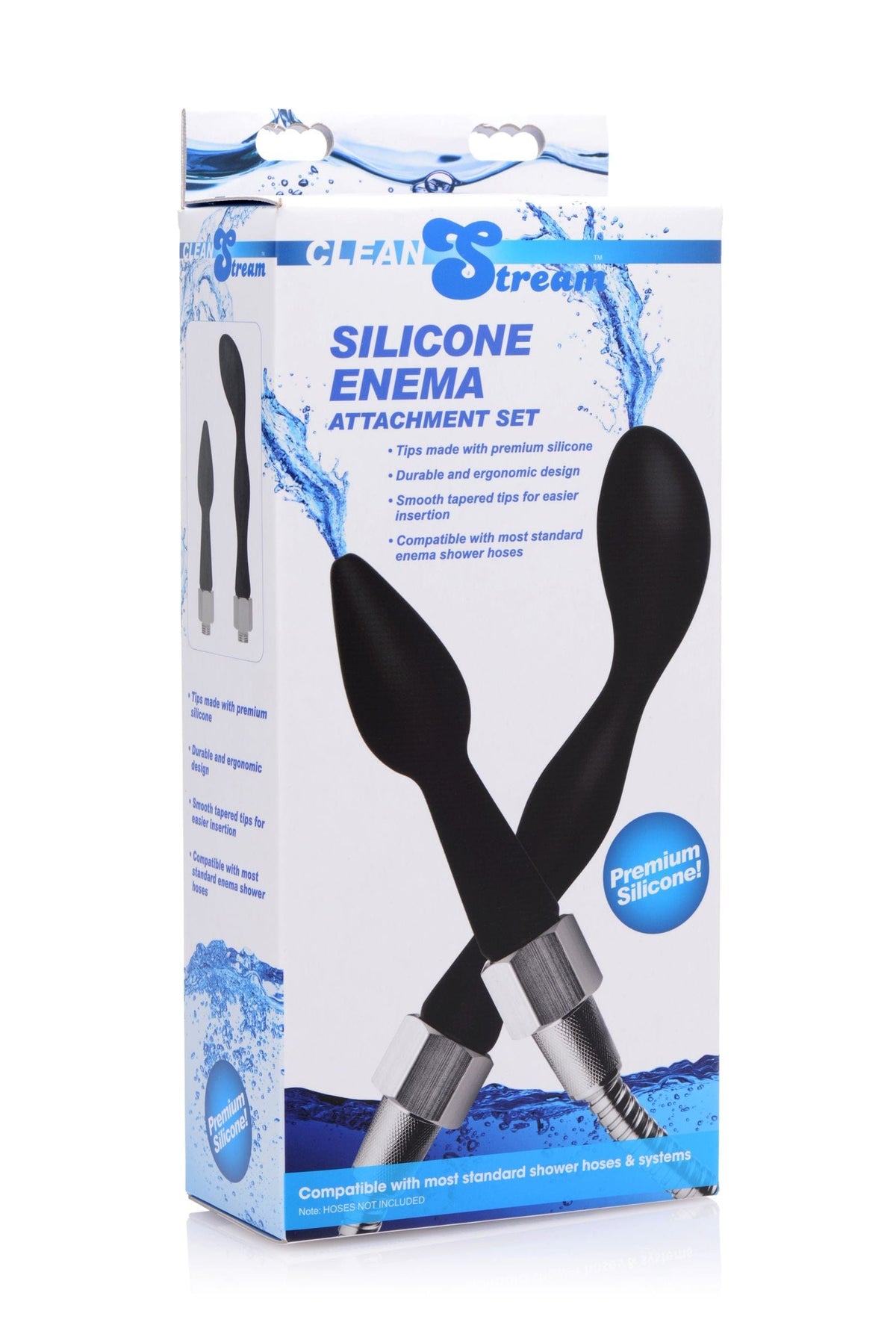 CleanStream Adult Toys Black Silicone Enema Attachment Set 848518027009