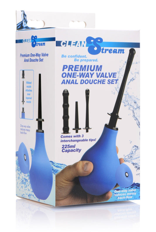 CleanStream Adult Toys Blue Premium One Way Valve Anal Douche Set 848518025807