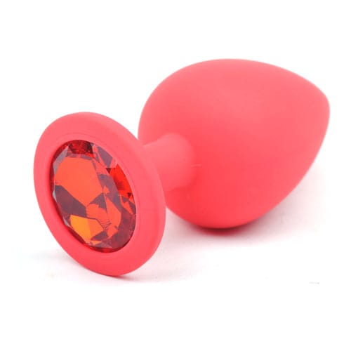 Daytona Adult Toys Red Red Silicone Anal Plug Large w/ Red Diamond RY049R