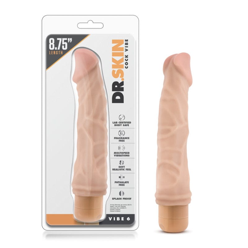 Dr Skin Adult Toys Beige Dr Skin Cock Vibe 6 8.5in Vibrating Cock Beige 735380113131