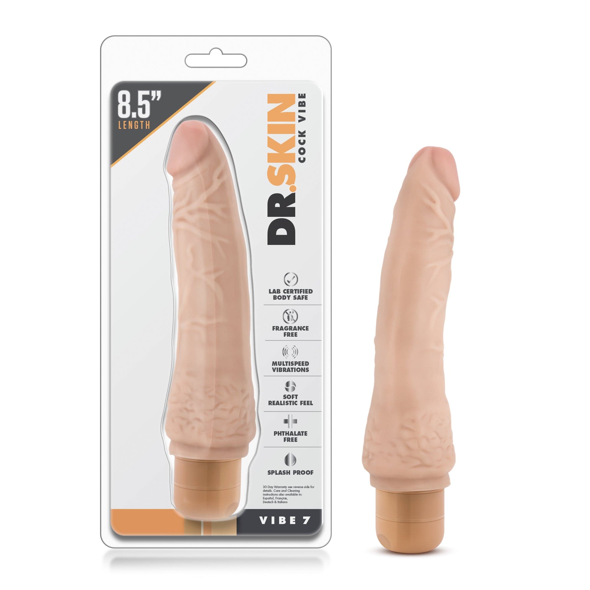 Dr Skin Adult Toys Beige Dr Skin Cock Vibe 7 8.5in Vibrating Cock Beige 735380113230