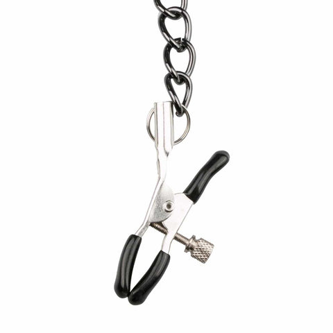 Collar With Nipple Chains Made From Faux Leather > Bondage Gear > Collars