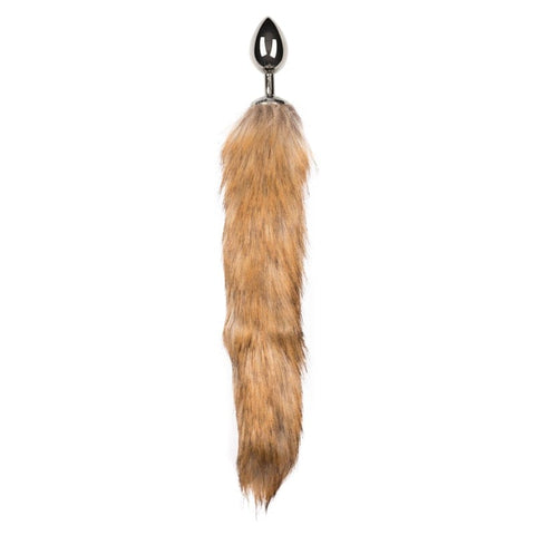 Fox Tail No 2 Silver Butt Plug with Faux Fur Tail Tails