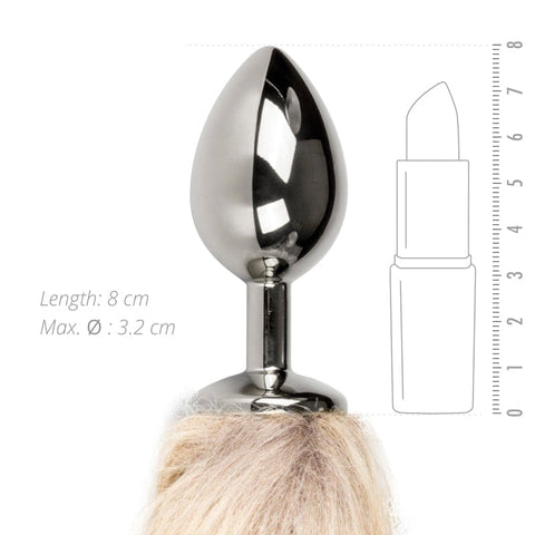 Fox Tail No 2 Silver Butt Plug with Faux Fur Tail Tails