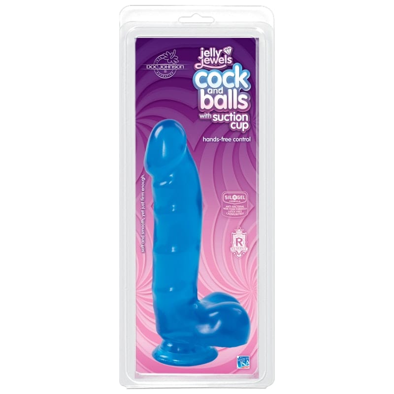 Jelly Jewels Adult Toys Blue Cock And Balls With Suction Cup Sapphire 782421805913