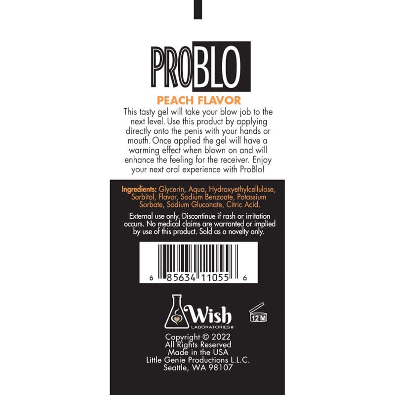 Little Genie LOTIONS & LUBES ProBlo Oral Pleasure Gel - Peach Flavoured Blowjob Gel - 29 ml Tube 685634110556