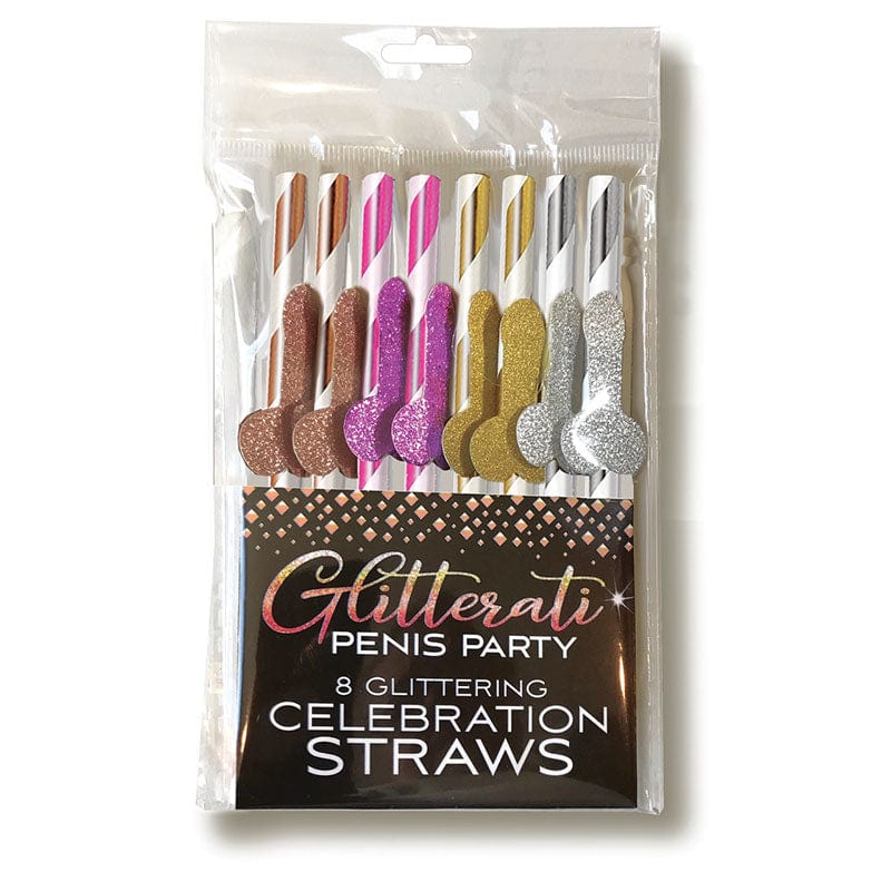 Glitterati Penis Celebration Straws 8 Pack for Party Fun Coloured Gag Gifts & Novelties