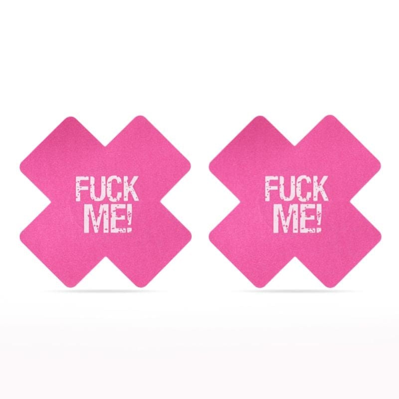 Lovetoy Adult Toys Black F*CK ME Cross Pattern Nipple Pasties Twin Pack 6970260909686