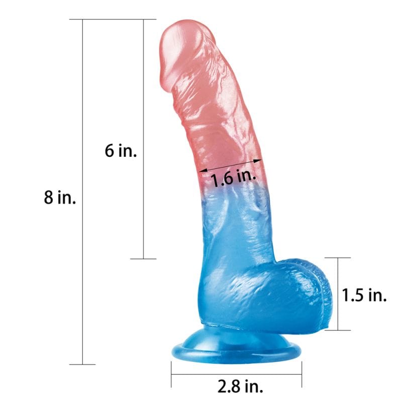 Lovetoy Adult Toys Pink Dazzle Studs Dildo 8in Pink/Blue 6970260908054