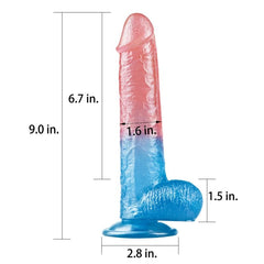 Lovetoy Adult Toys Pink Dazzle Studs Dildo 9in Pink/Blue 6970260908061