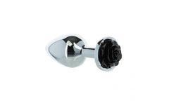 LUX Active Adult Toys Silver Black Rose 3 in 1 Vibrating Metal Butt Plug 677613382115