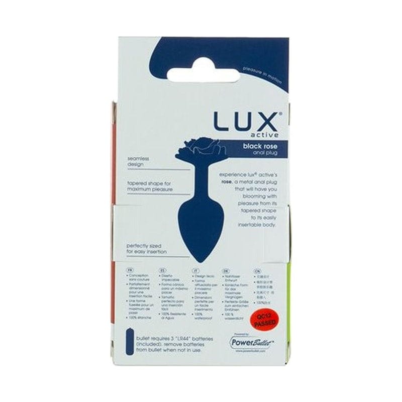 LUX Active Adult Toys Silver Black Rose 3in Metal Butt Plug 677613382115