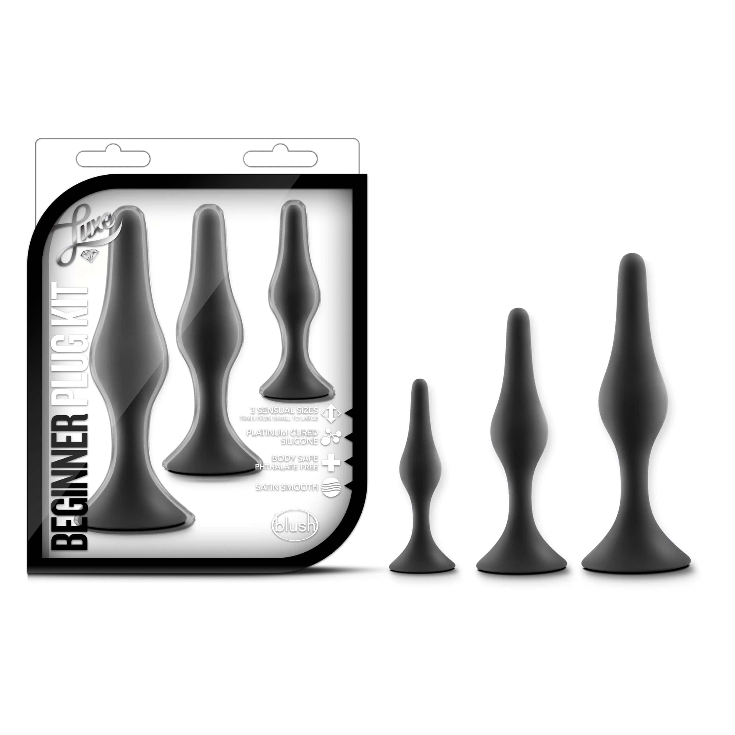 Luxe Adult Toys Black Luxe Beginner Plug Kit Black 819835022794