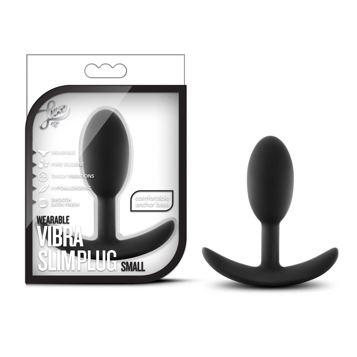 Luxe Adult Toys Black Luxe Wearable Vibra Slim Plug Small Black 819835022848