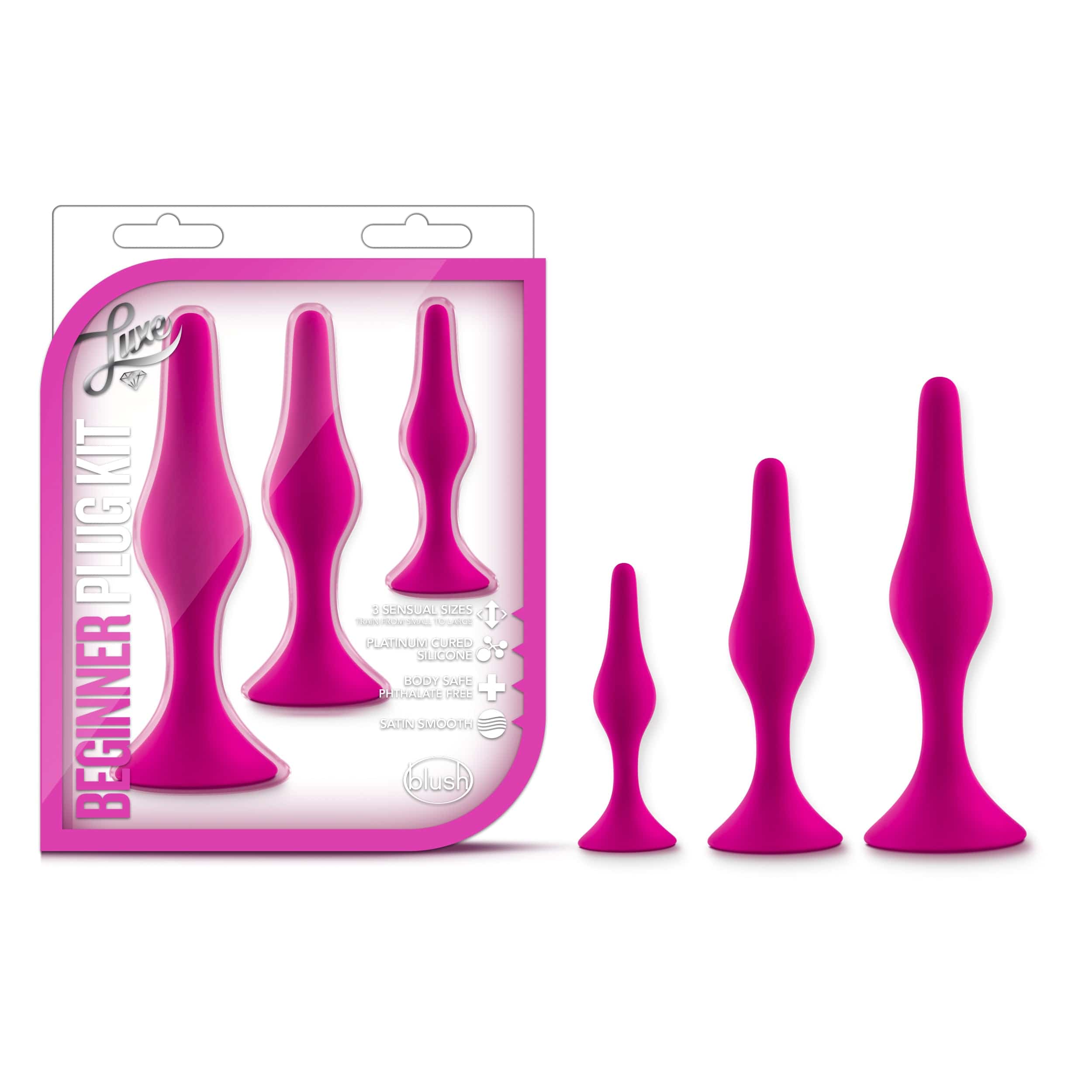 Luxe Adult Toys Pink Luxe Beginner Plug Kit Pink 819835022770