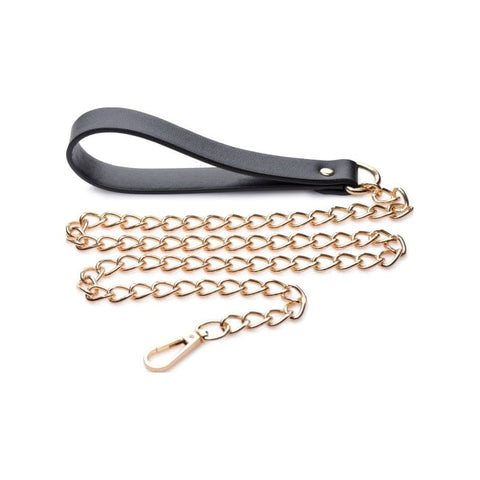 Leashed Lover Black and Gold Chain Leash Adult Bondage Accessory > Bondage Gear > Collars
