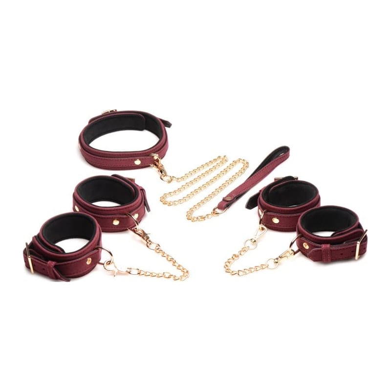 Master Series Adult Toys Burgundy 6 Pc Velvet Bondage Set Burgundy 848518046154