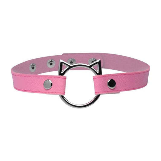 Master Series Adult Toys Pink Kinky Kitty Ring Slim Choker Pink 848518043603