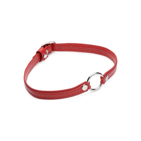 Fiery Pet Leather Choker with Silver Ring in Red BONDAGE-TOYS