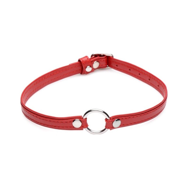 Master Series Adult Toys Red Fiery Pet Leather Choker w/ Silver Ring Red 848518044570