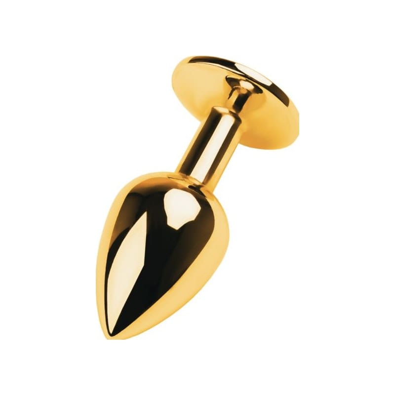 Metal Adult Toys Gold Gold Metal Anal Plug w Black Tourmaline Gem 4627127664029