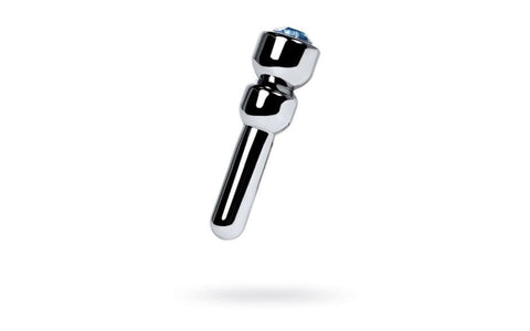 Silver Metal Urethral Plug with Sapphire Rhinestone Small Sounding Rods