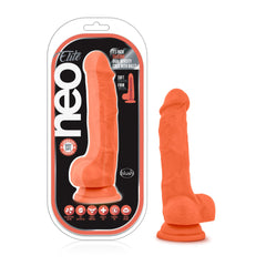 Neo Elite Adult Toys Orange Neo Elite 7.5in Silicone Dual Density Cock with Balls Neon Orange 819835022091