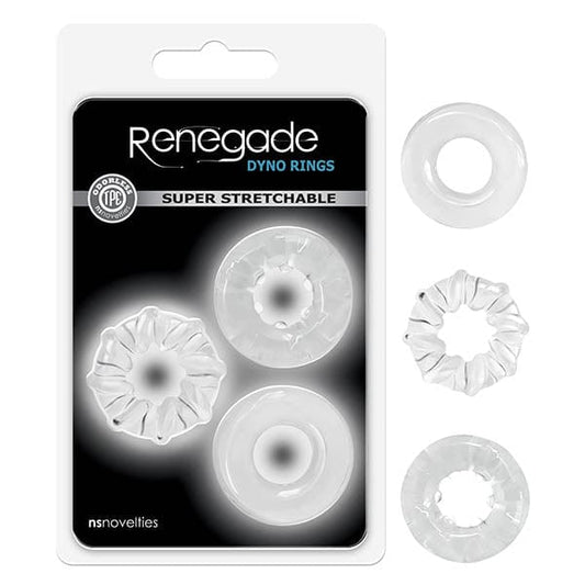 NS Novelties COCK RINGS Renegade - Dyno Rings - Clear Cock Rings - Set of 3 657447101373