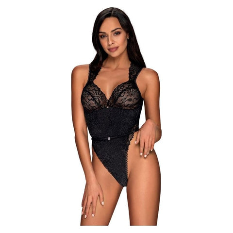 Elisetta Teddy in Black Floral Lace Design Bodystocking