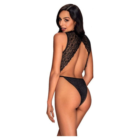 Elisetta Teddy in Black Floral Lace Design Bodystocking