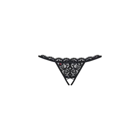 Crotchless Lace Thong Black Lingerie