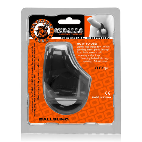 Ballsling Ball Split Sling in Black for Enhanced Comfort and Support Cockrings